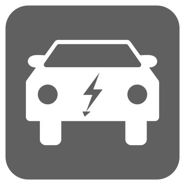 Elektrik enerjisi araba yuvarlak kare vektör simgesi