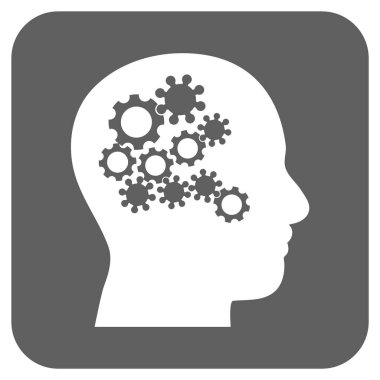 İnsan aklının Gears yuvarlak kare vektör simgesi