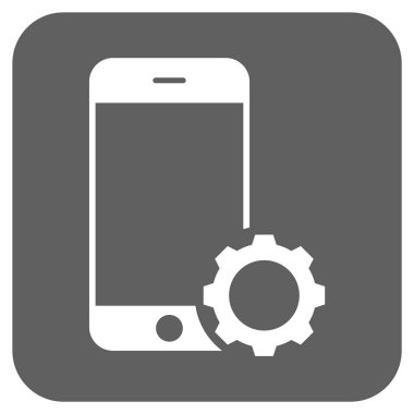 Smartphone Kur dişli yuvarlak kare vektör simgesi