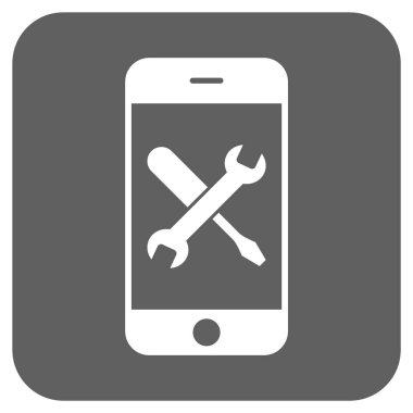 Smartphone araçları yuvarlak kare vektör simgesi