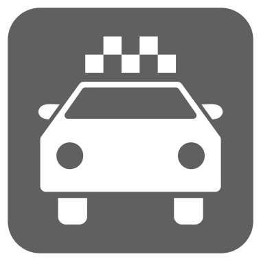 Taksi otomobil yuvarlak kare vektör simgesi