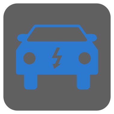 Elektrikli otomobil yuvarlak kare vektör simgesi