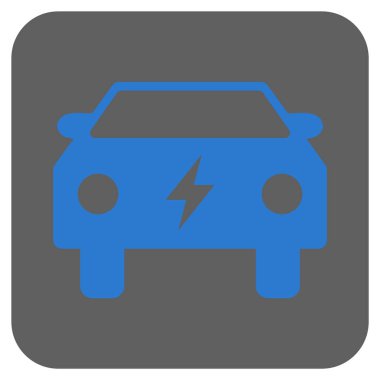 Elektrik enerjisi araba yuvarlak kare vektör simgesi