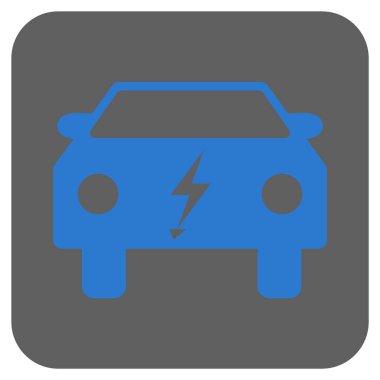 Elektrik enerjisi araba yuvarlak kare vektör simgesi