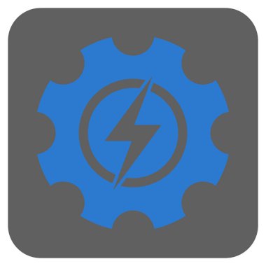 Elektrik enerjisi Cog dişli yuvarlak kare vektör simgesi