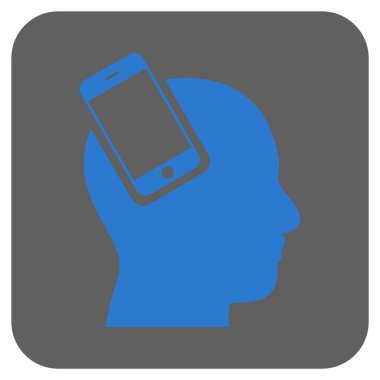 Smartphone kafa Tümleştirme yuvarlak kare vektör simgesi