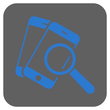 Smartphone Büyüteç arama aracı kare vektör simge yuvarlak