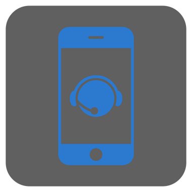 Smartphone işleç iletişim başkanı yuvarlak kare vektör simgesi