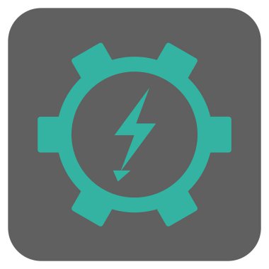 Elektrik enerji Dişli çark yuvarlak kare vektör simgesi