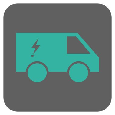 Elektrik enerjisi araba yuvarlak kare vektör simgesi