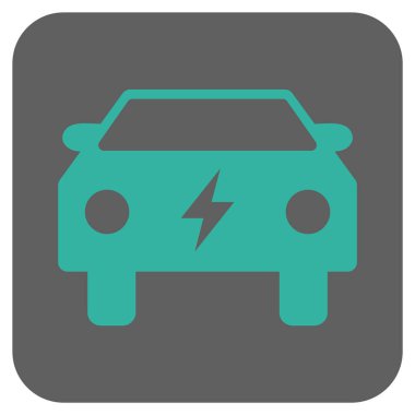 Elektrik enerjisi araba yuvarlak kare vektör simgesi