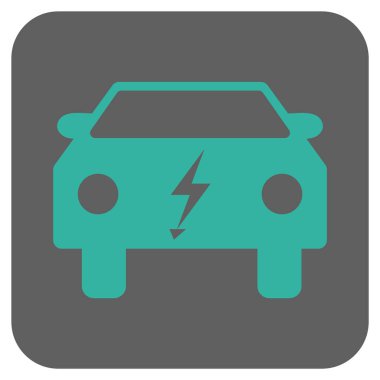 Elektrik enerjisi araba yuvarlak kare vektör simgesi