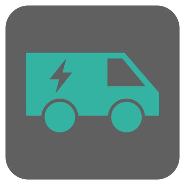 Elektrik enerjisi araba yuvarlak kare vektör simgesi