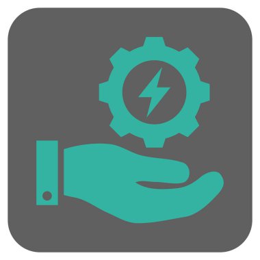 Elektrik dişli hizmet el yuvarlatılmış kare vektör simgesi