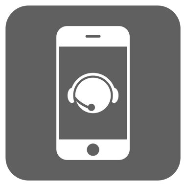 Smartphone işleç iletişim başkanı yuvarlak kare vektör simgesi