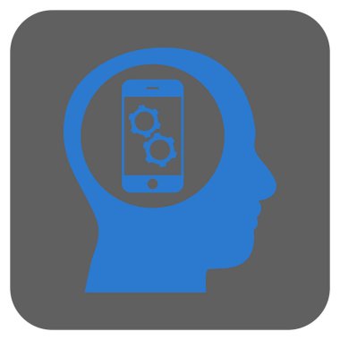 Kare vektör simge Smartphone zihin kontrolü yuvarlanan