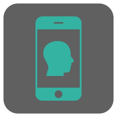 Akıllı telefon iletişim insan portre yuvarlak kare vektör simgesi