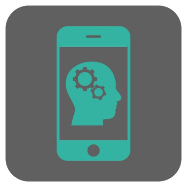 Smartphone akıl Gears yuvarlak kare vektör simgesi