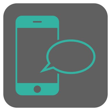 Akıllı telefon mesaj balon yuvarlak kare vektör simgesi