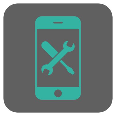 Smartphone araçları yuvarlak kare vektör simgesi