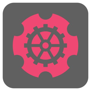 Gearwheel yuvarlak kare vektör simgesi