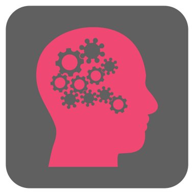 İnsan aklının Gears yuvarlak kare vektör simgesi