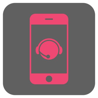 Smartphone işleç iletişim başkanı yuvarlak kare vektör simgesi