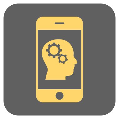 Smartphone akıl Gears yuvarlak kare vektör simgesi