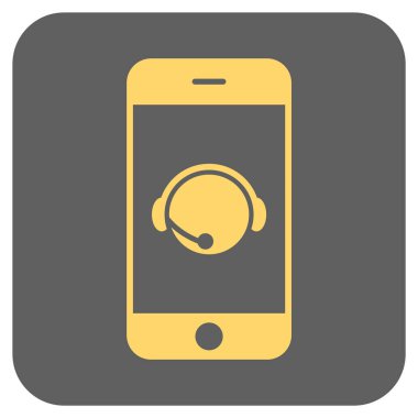 Smartphone işleç iletişim başkanı yuvarlak kare vektör simgesi
