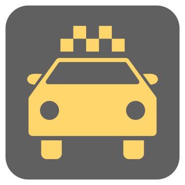 Taksi otomobil yuvarlak kare vektör simgesi
