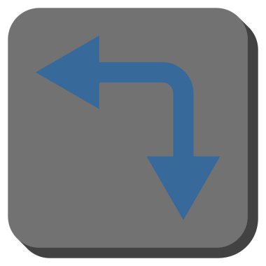 Bifurkasyon ok sol aşağı kare vektör simge yuvarlak