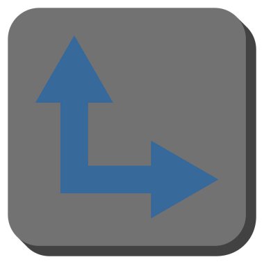 Bifurkasyon ok sağa yukarı yuvarlak kare vektör simgesi