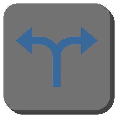 Bifurkasyon oklar sola doğru kare vektör simge yuvarlak