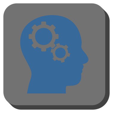 Beyin Gears yuvarlak kare vektör simgesi