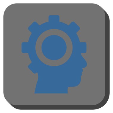 Cyborg dişli yuvarlak kare vektör simgesi