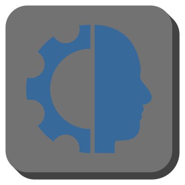 Cyborg dişli yuvarlak kare vektör simgesi