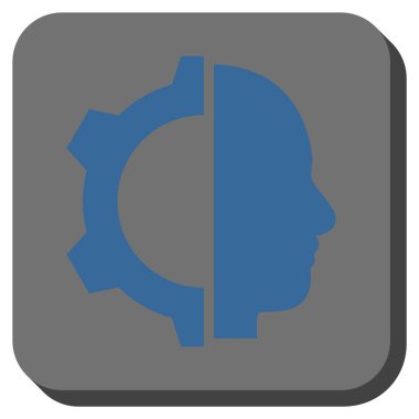 Cyborg dişli yuvarlak kare vektör simgesi