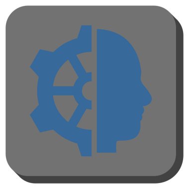 Cyborg dişli yuvarlak kare vektör simgesi