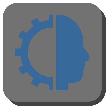 Cyborg dişli yuvarlak kare vektör simgesi