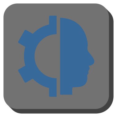 Cyborg dişli yuvarlak kare vektör simgesi