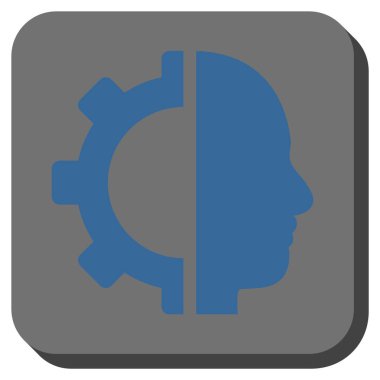 Cyborg dişli yuvarlak kare vektör simgesi