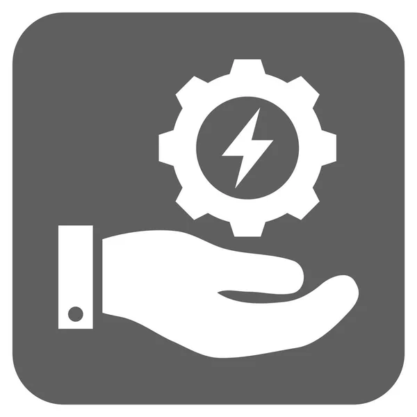 Eletricidade engrenagem serviço mão arredondado vetor quadrado ícone — Vetor de Stock