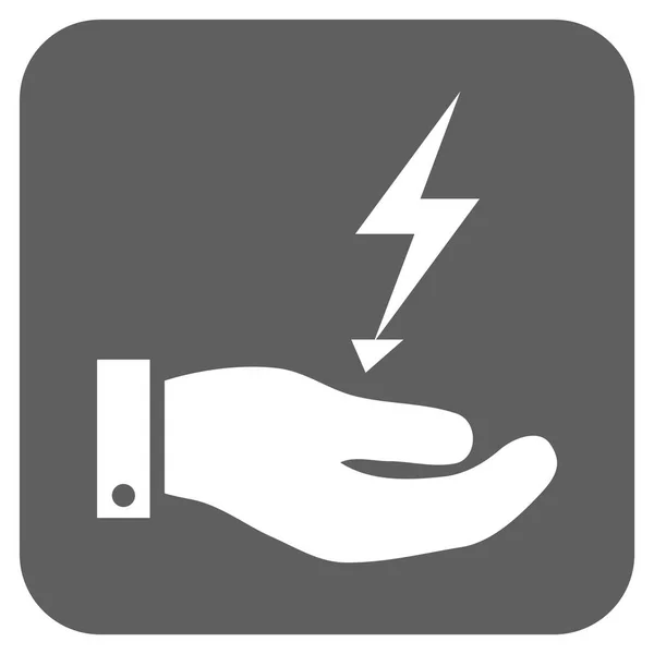 Fornecimento de eletricidade mão arredondado vetor quadrado ícone — Vetor de Stock