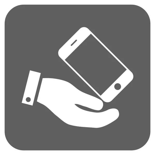 Smartphone offre main arrondi carré vecteur icône — Image vectorielle