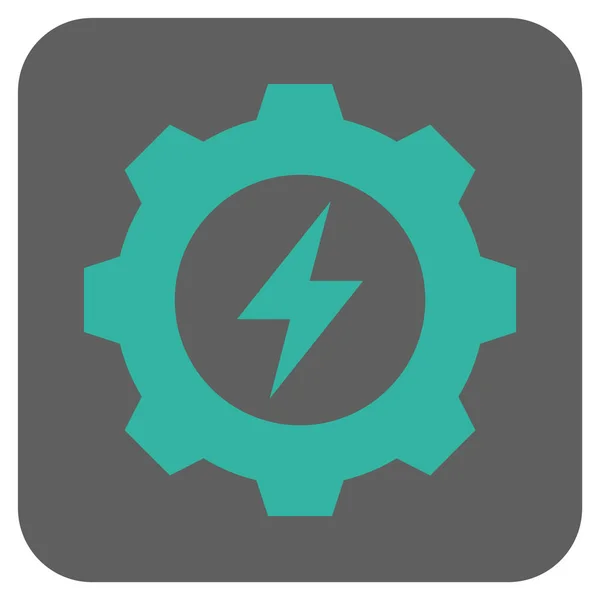 Energía eléctrica engranaje redondeado cuadrado Vector icono — Vector de stock