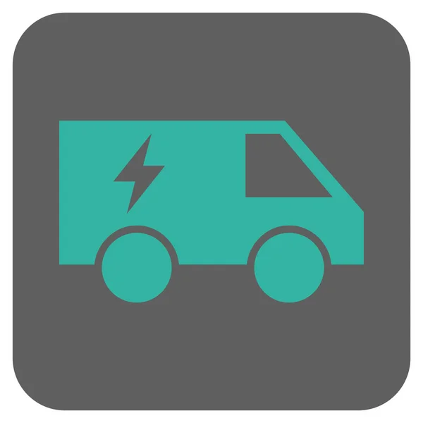 Icono de vector cuadrado redondeado coche eléctrico de la energía — Vector de stock