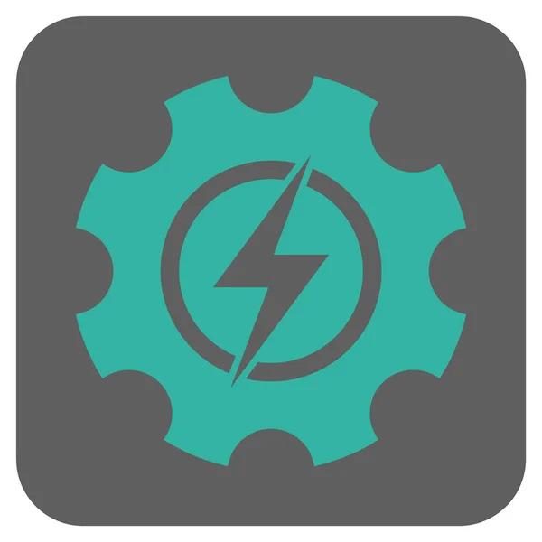 Electric Power Cog Gear Rounded Square Vector Icon — Stock Vector