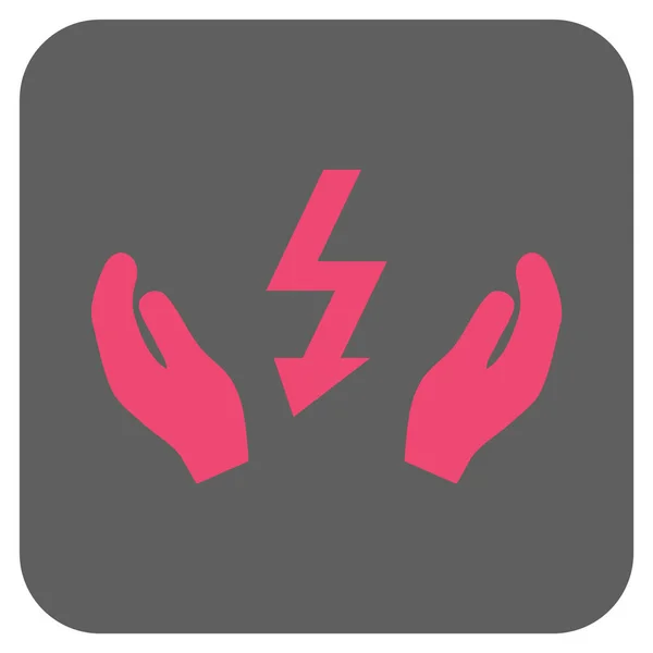 Icona vettoriale quadrata arrotondata delle mani di manutenzione dell'energia elettrica — Vettoriale Stock