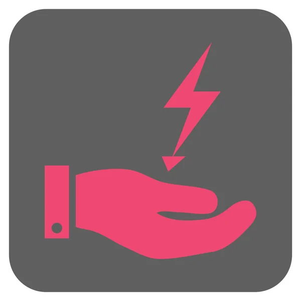 Ikona zaokrąglony kwadrat wektor dłoni dostaw energii elektrycznej — Wektor stockowy