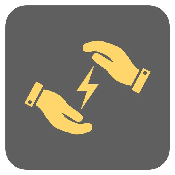 Energii elektrycznej dostaw opieki ręce zaokrąglony kwadrat wektor ikona — Wektor stockowy